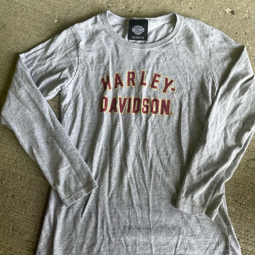 Harley-Davidson Gray Long Sleeve Fitted Tee